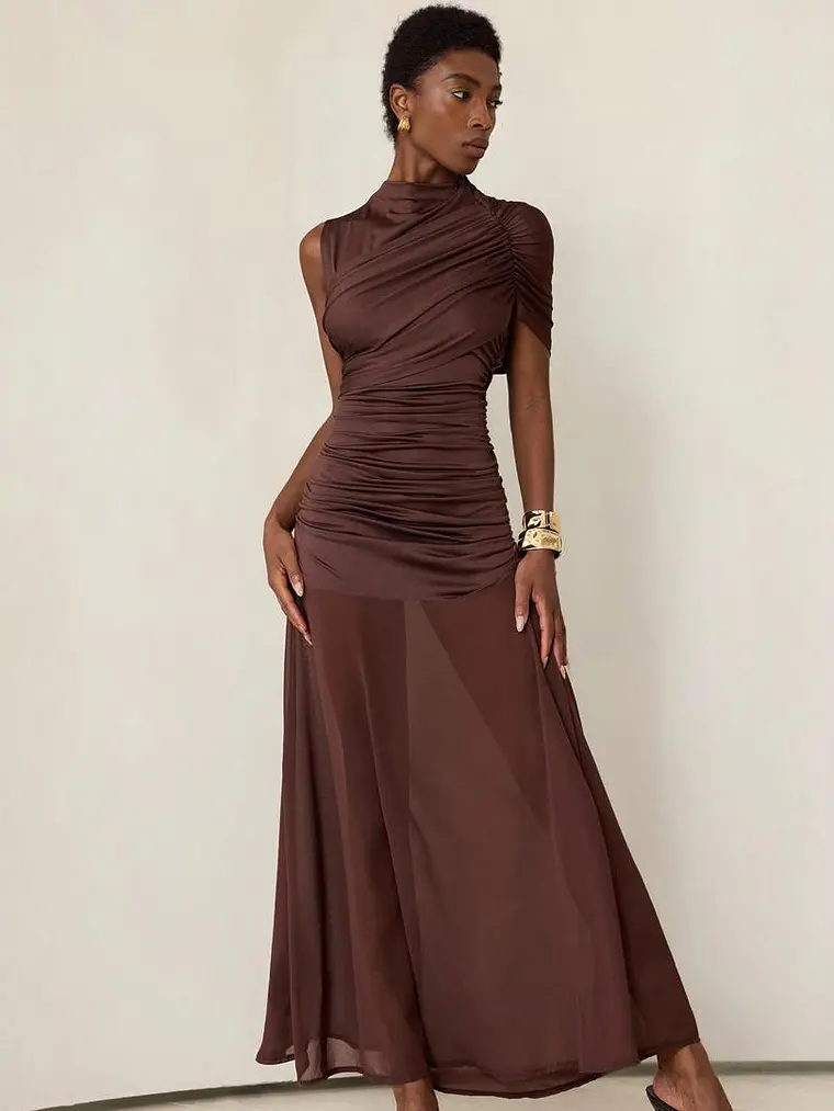 VESTIDO LARGO MARRON 1