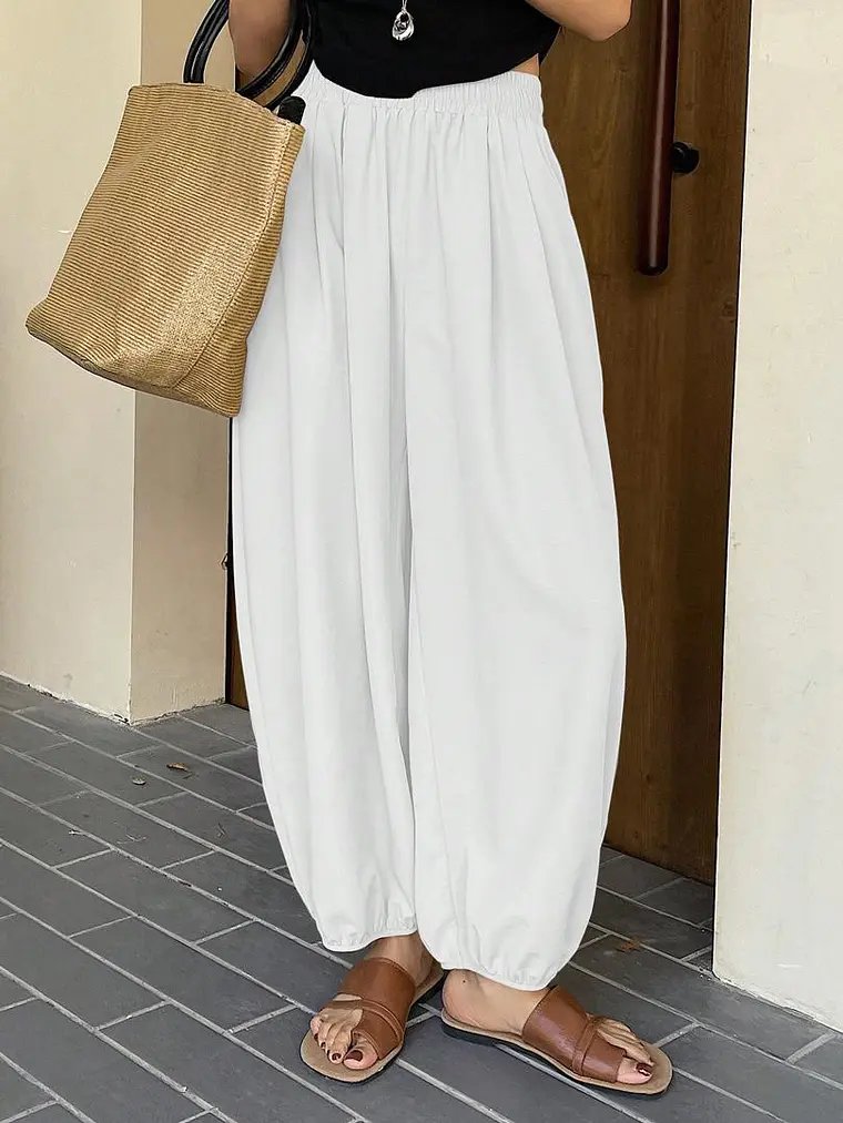 PANTALONES HOLGADOS Y CORTOS BLANCO 1