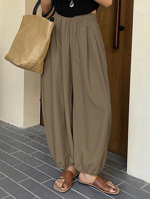 PANTALONE ANCHO UNICOLOR MARRON