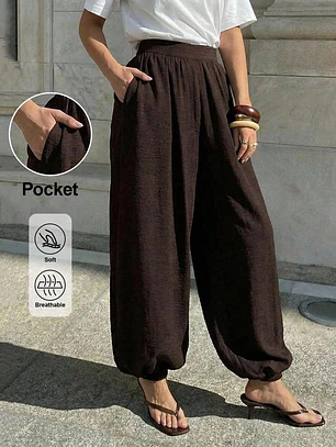 PANTALON HOLGADO UNICOLOR MARRON