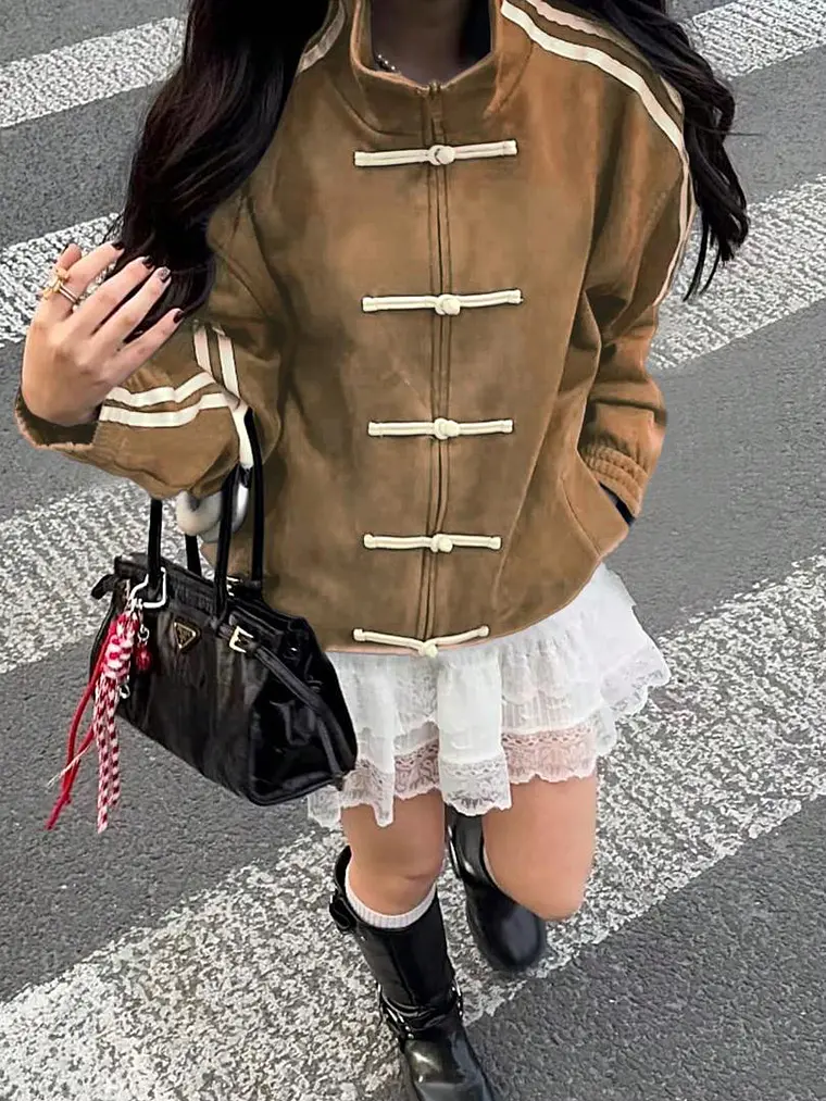 chaqueta casual manga larga marrón 1