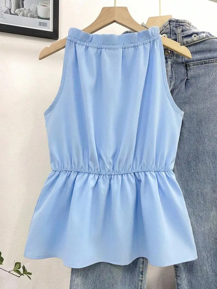 BLUSA SIN MANGA CELESTE 1