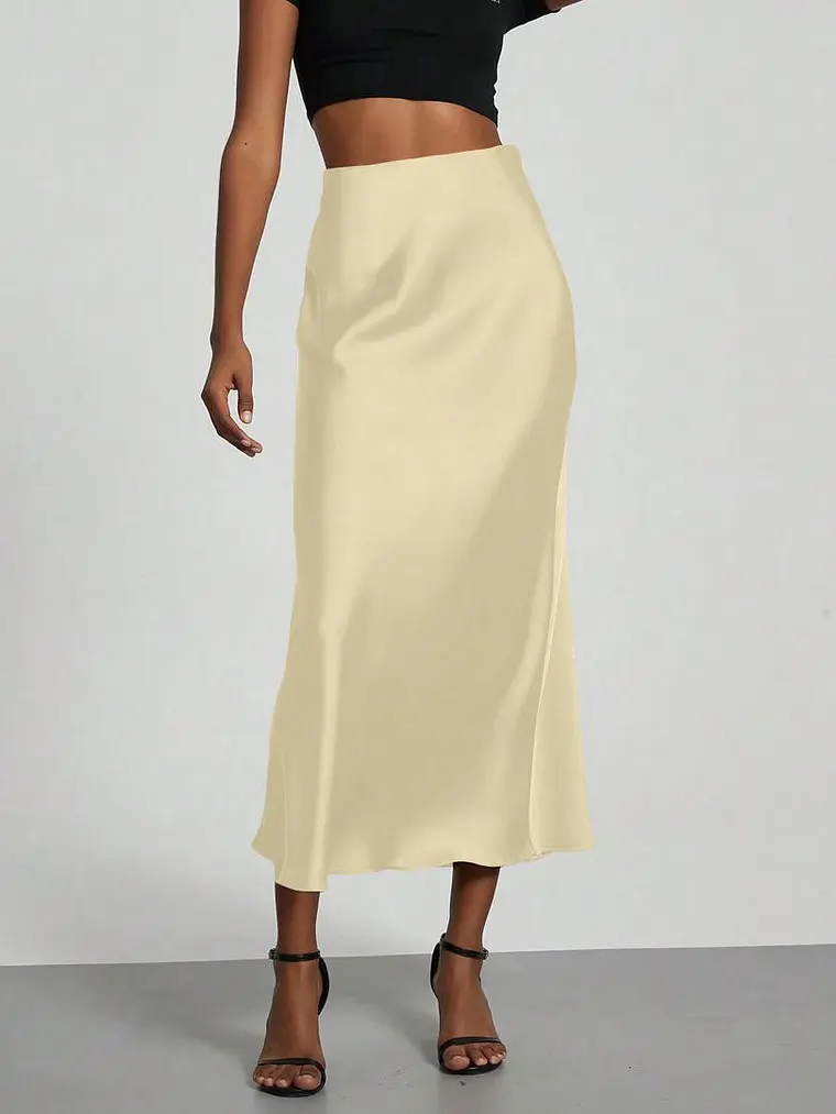 FALDA DE SEDA AMARILLO CLARO 1