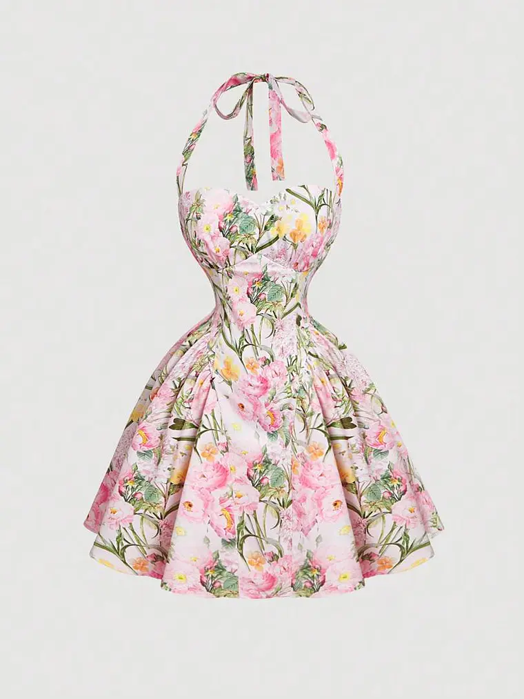 VESTIDO CORTO ESTAMPADO FLOREAL 1