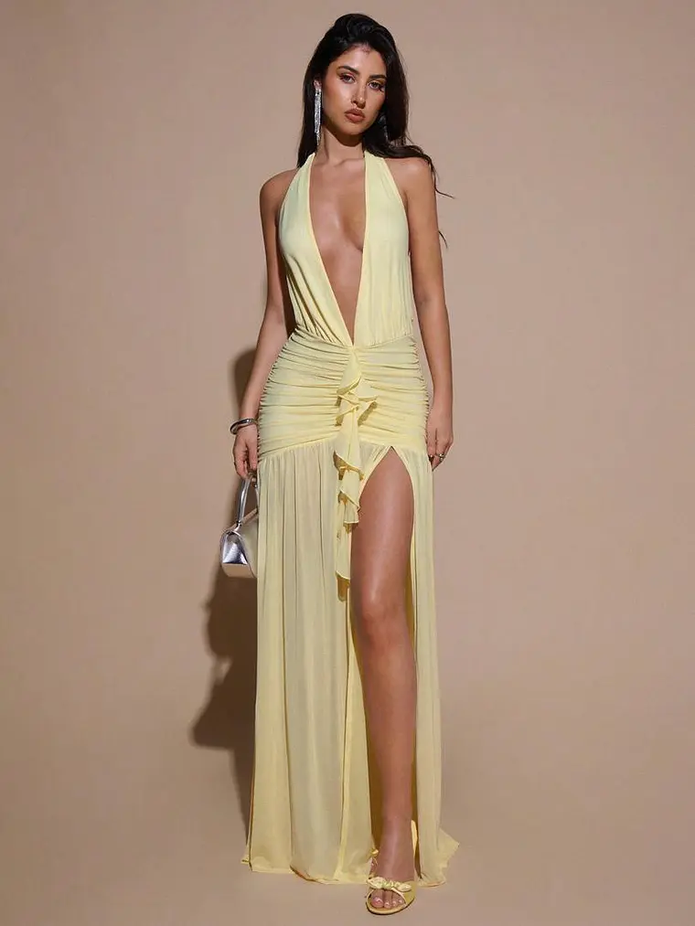 VESTIDO AMARILLO LARGO 1