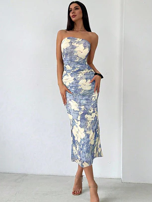 VESTIDO ESTRAPLE ESTAMPADO