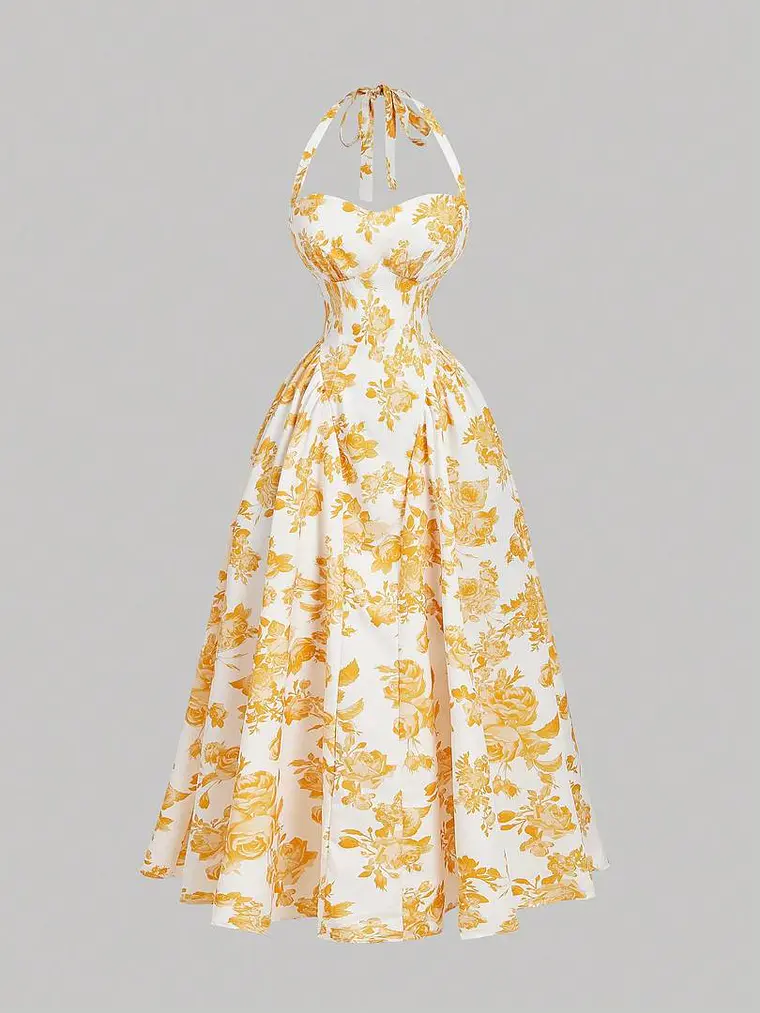 VESTIDO FLORAL AMARILLO 1