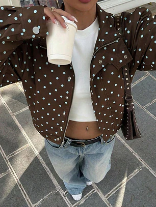 CHAQUETA MARRON DE LUNARES