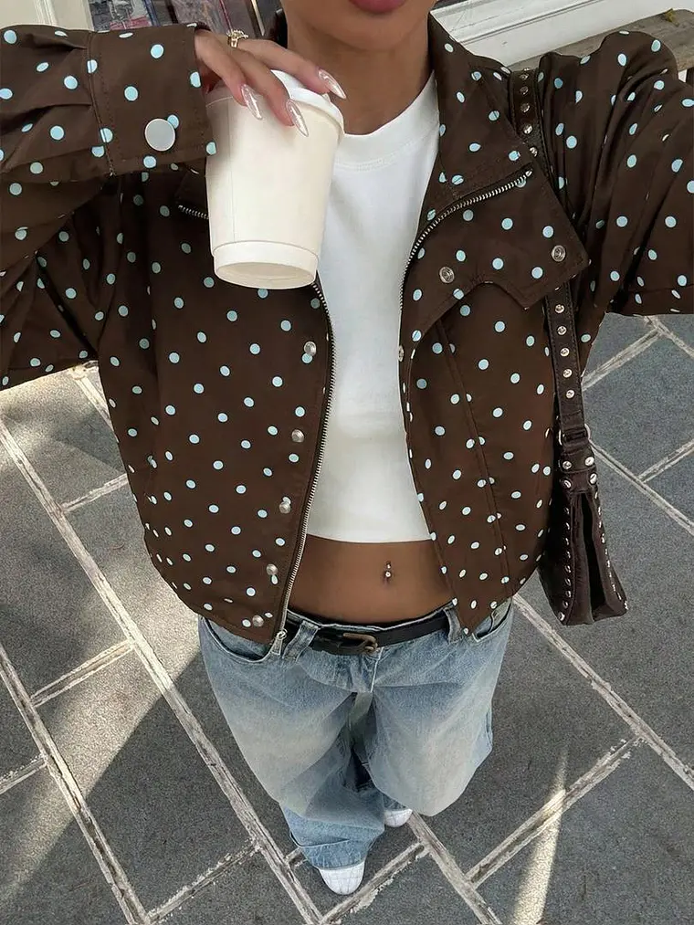CHAQUETA MARRON DE LUNARES 1