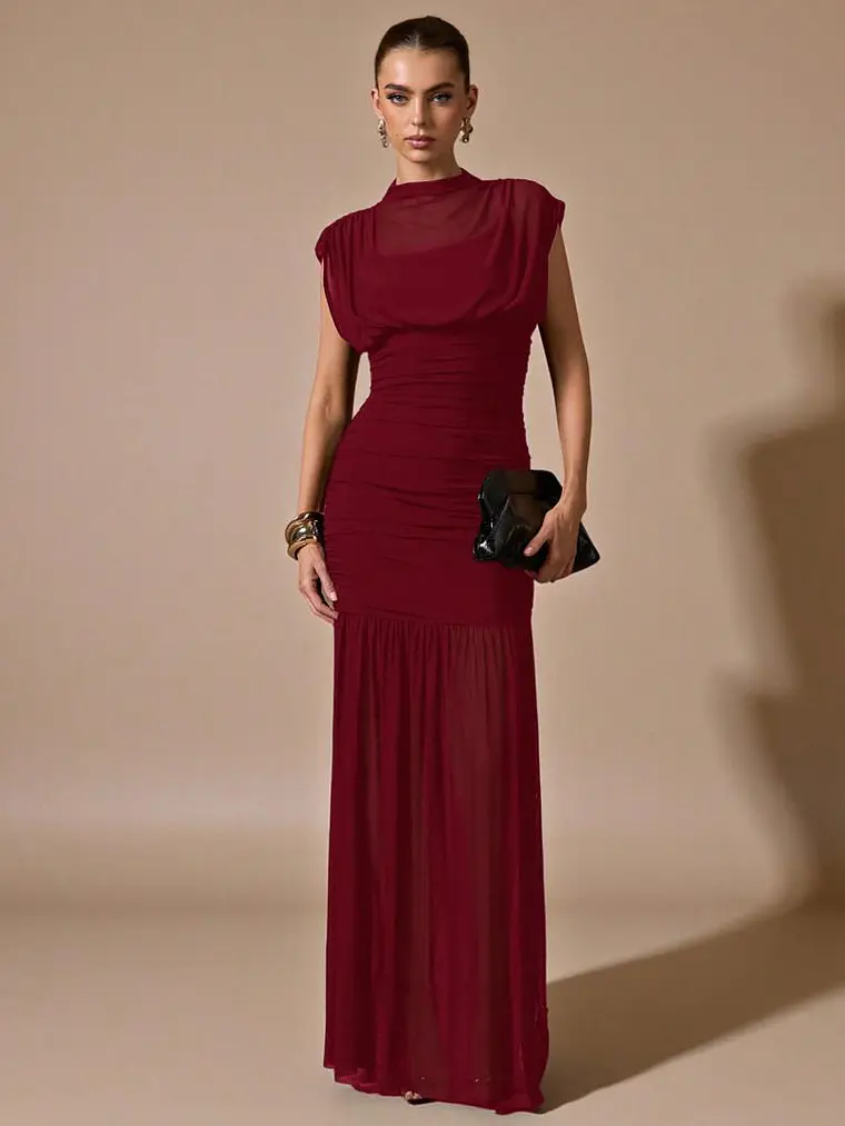 VESTIDO LARGO BURDEOS 1