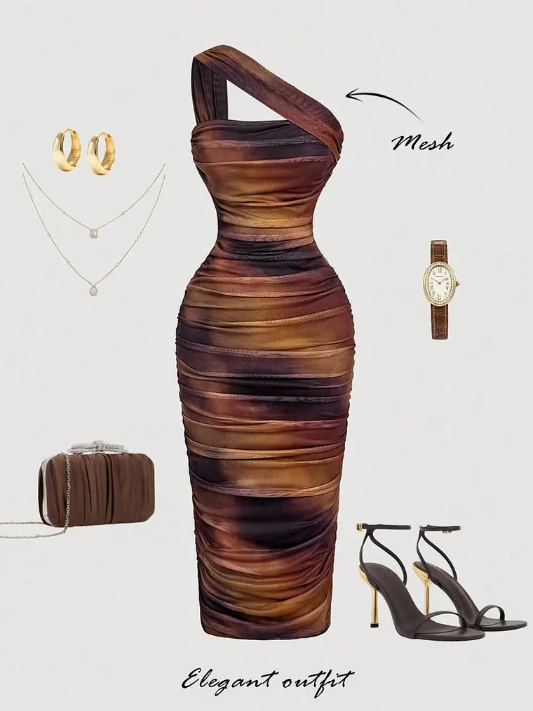 VESTIDO MARRON MULTICOLOR  1