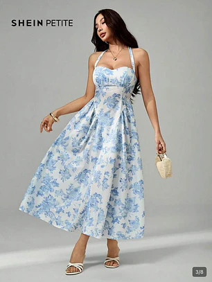 VESTIDO FLOREADO CELESTE
