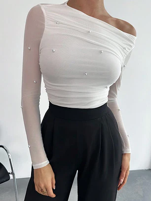BLUSA BLANCA CON PERLA