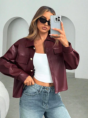CHAQUETA COLOR VINO