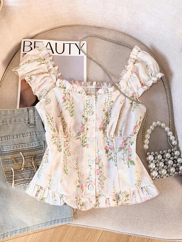 BLUSA DE ESTAMPADO DE FLORES 1
