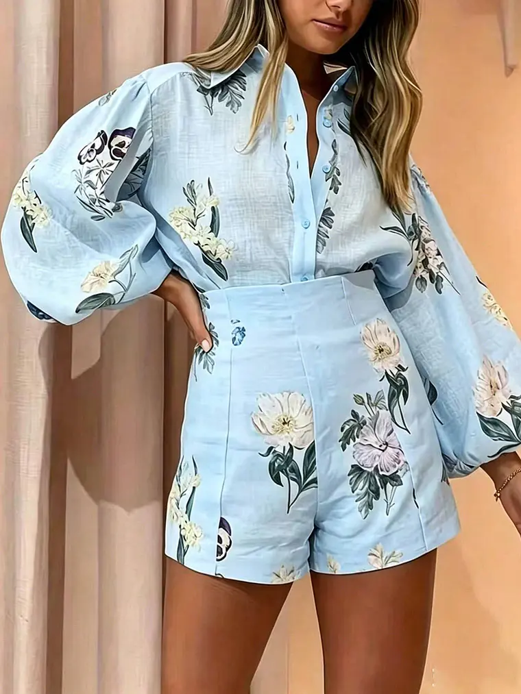 CONJUNTO DE CAMISA Y SHORT FLOREADO  1