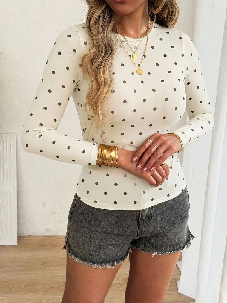 BLUSA MANGA LARGA AJUSTADA TENDENCIA  1
