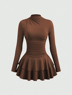 VESTIDO CORTO MARRON