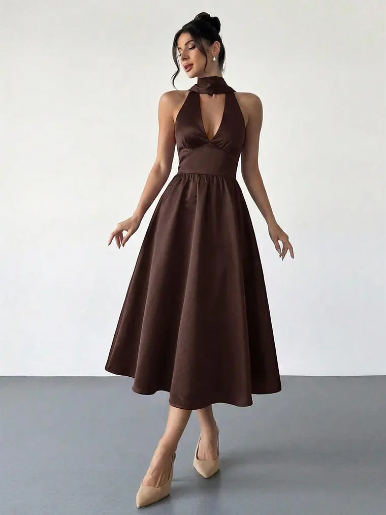 VESTIDO LARGO MARRON 1