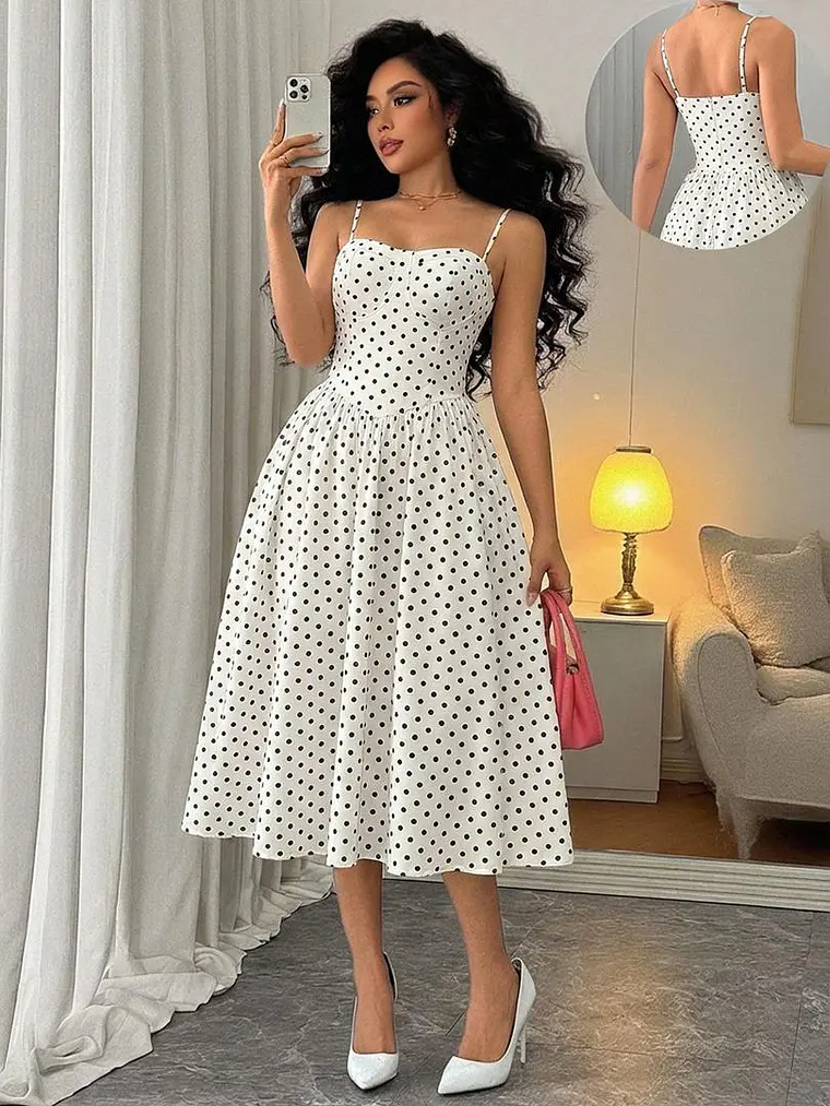 VESTIDO LARGO DE LUNARES 1
