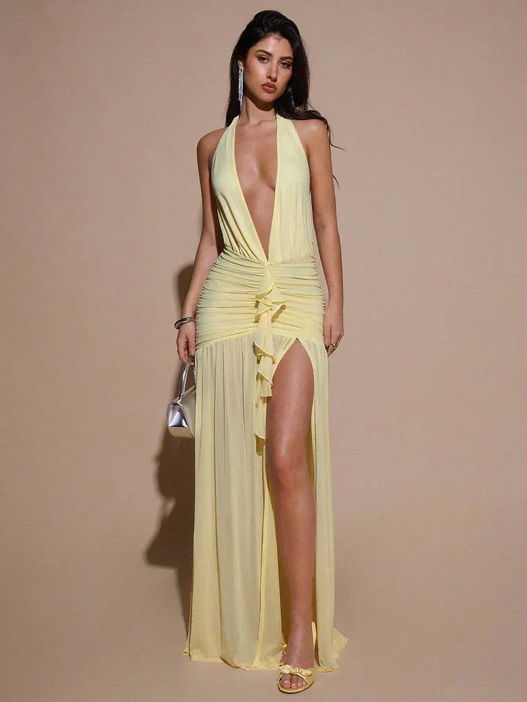 VESTIDO LARGO AJUSTADO TENDENCIA  1
