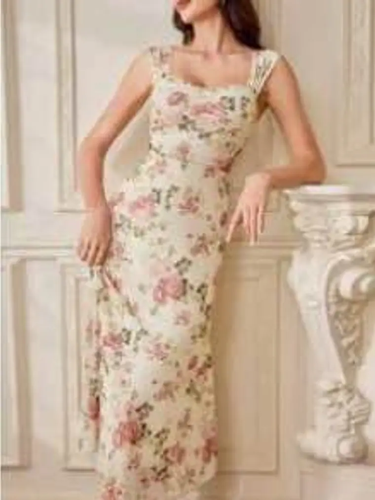 VESTIDO LARGO AJUSTADO TENDENCIA  1