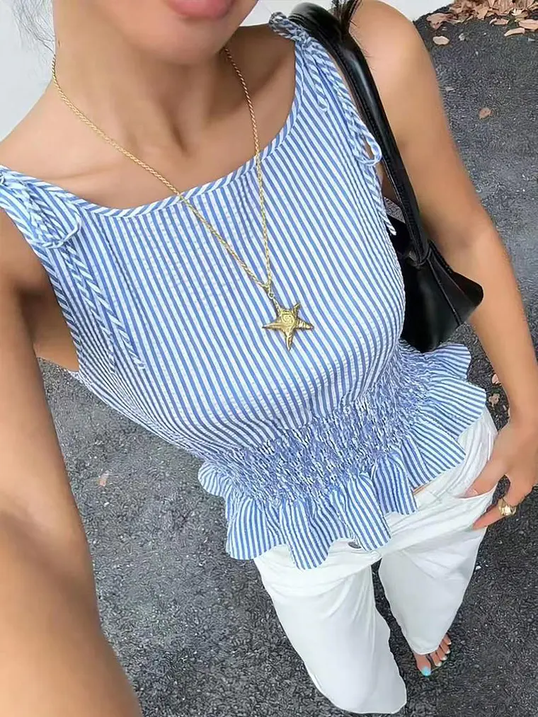 BLUSA DE RAYAS CELESTE 1