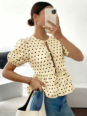BLUSA AMARILLA DE LUNARES