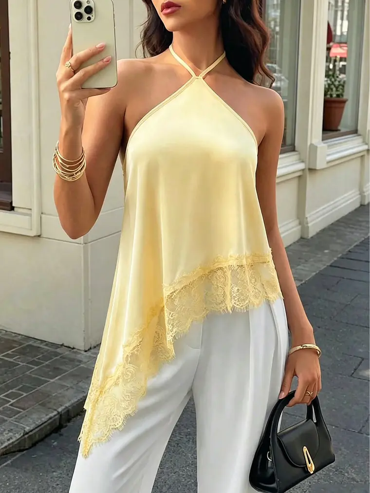 BLUSA AMARILLA CON ENCAJE 1