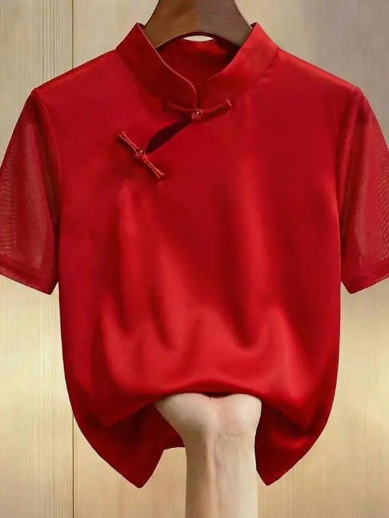 BLUSA MANGA CORTA DE MALLA ESTILO CHINO 2