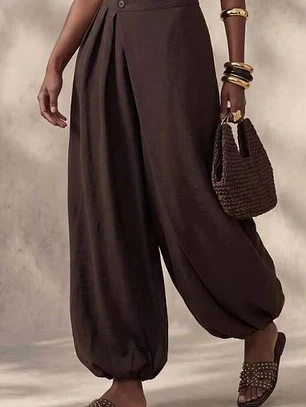 PANTALON DE LINO CON VUELO CRUZADO