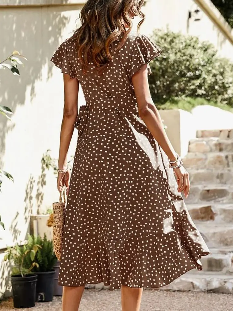 VESTIDO CRUZADO CON ESTAMPADO DE LUNARES 2