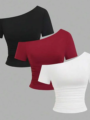 BLUSA DE CUELLO OBLICUO