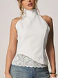 BLUSA CUELLO ALTO CON ENCAJE - Miniatura 1