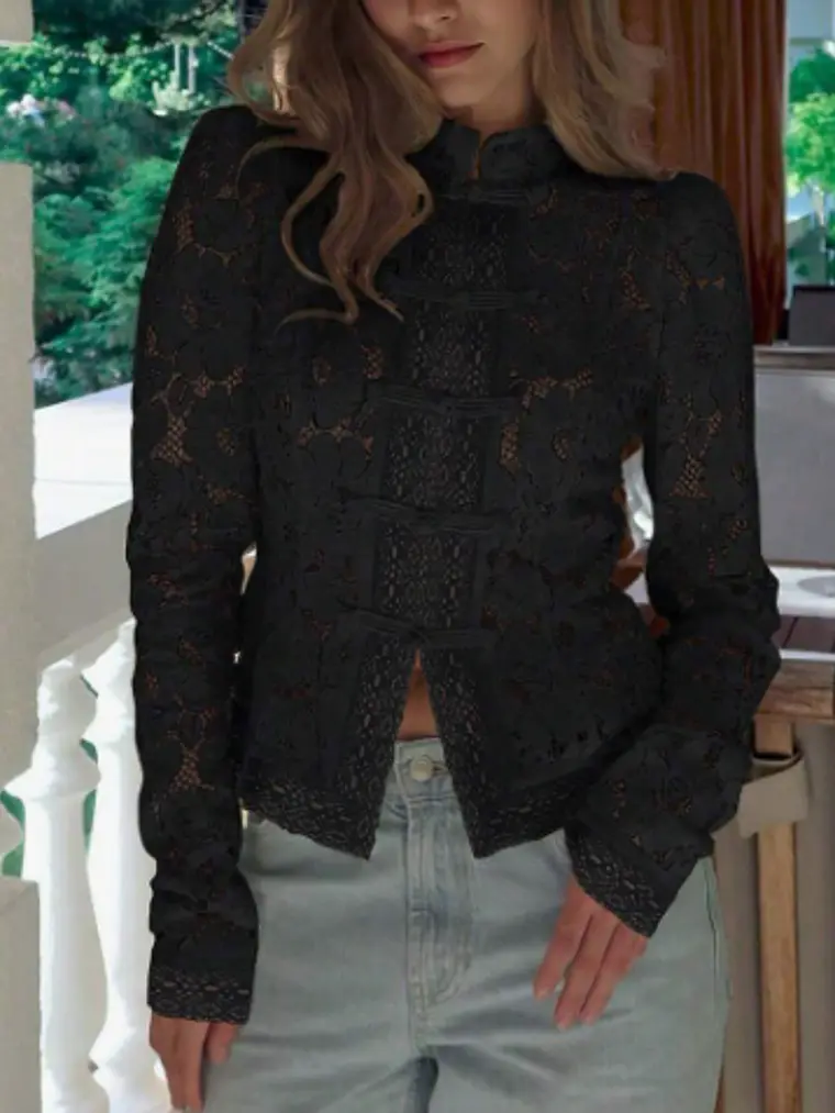 BLUSA NAPOLEON DE ENCAJE NEGRO 1