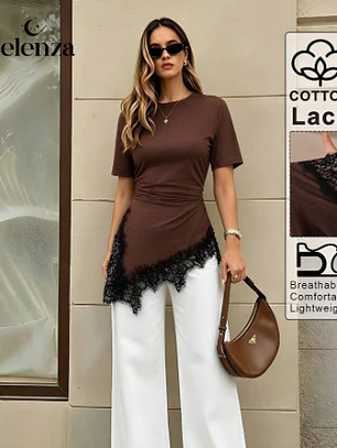 CAMISETA MARRON CON BLONDA