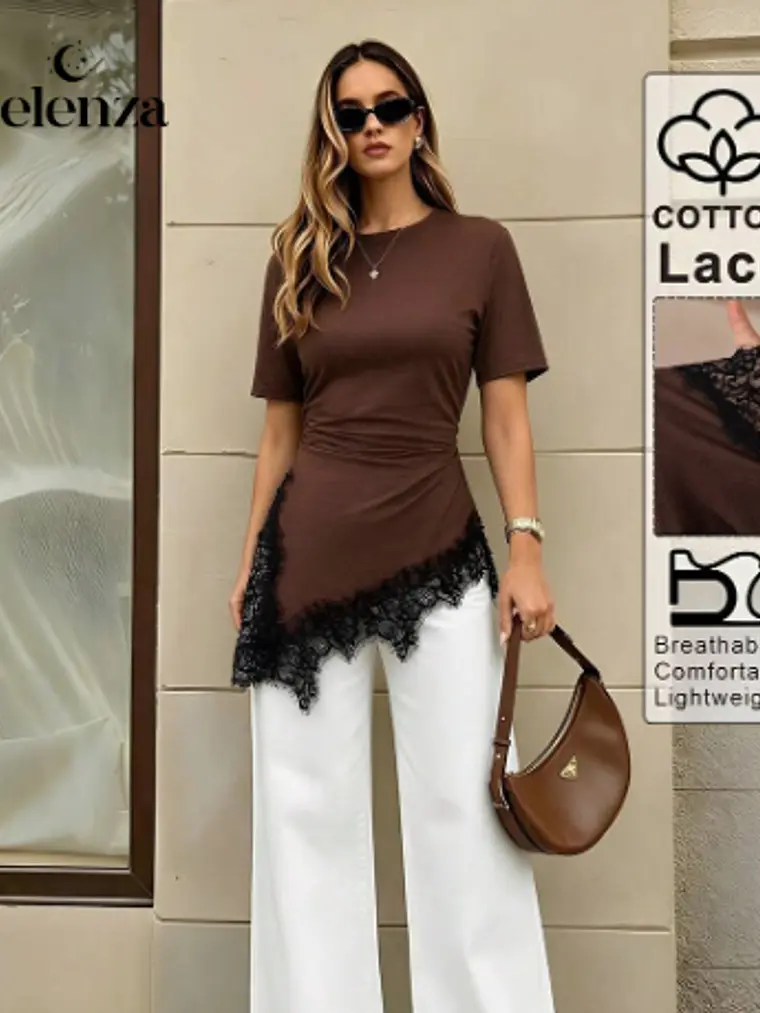 CAMISETA MARRON CON BLONDA 1