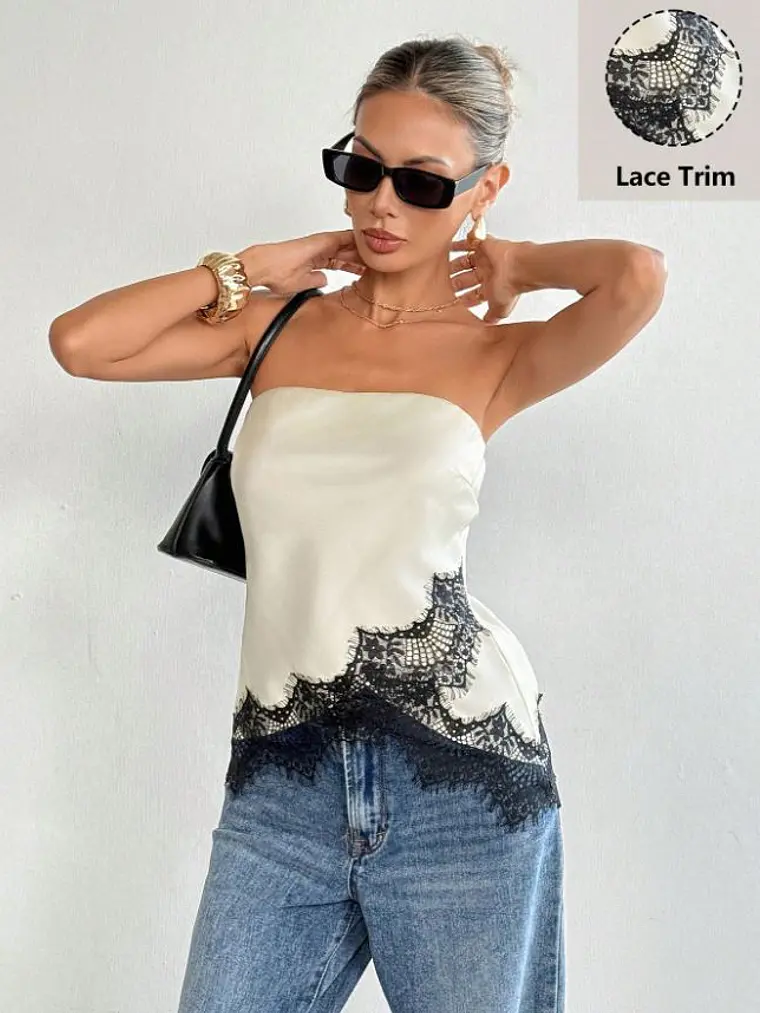 TOP DE SATEN CON ENCAJE 1