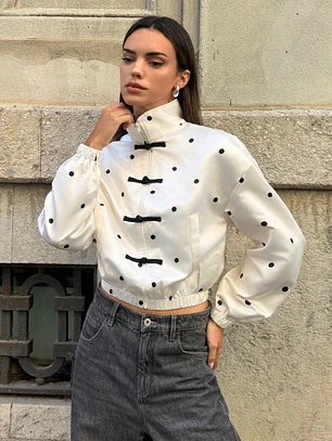 CHAQUETA ELEGANTES CON ESTAMPADO DE LUNARES