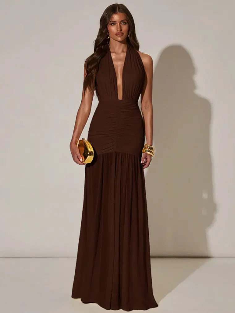 VESTIDO LARGO AJUSTADO TENDENCIA  1