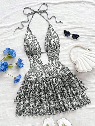 VESTIDO CORTO CON ESTAMPADO FLORAL