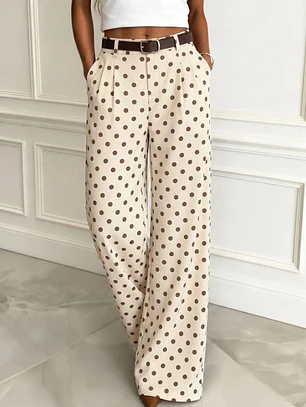 PANTALON CASUAL CON ESTAMPADO DE LUNARES