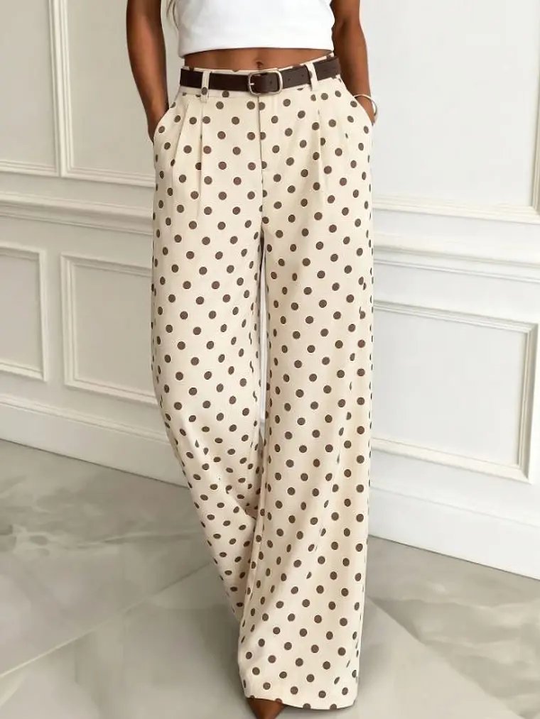 PANTALON CASUAL CON ESTAMPADO DE LUNARES 1