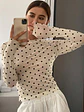 BLUSA TRANSPARENTE CON ESTAMPADO DE LUNARES - Miniatura 1