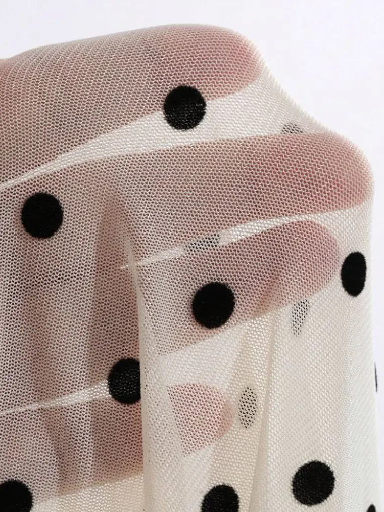 BLUSA TRANSPARENTE CON ESTAMPADO DE LUNARES 2