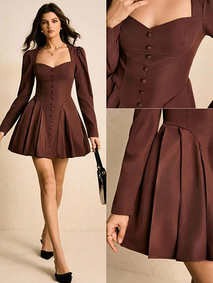 VESTIDO CORTO CON CUELLO CORAZON