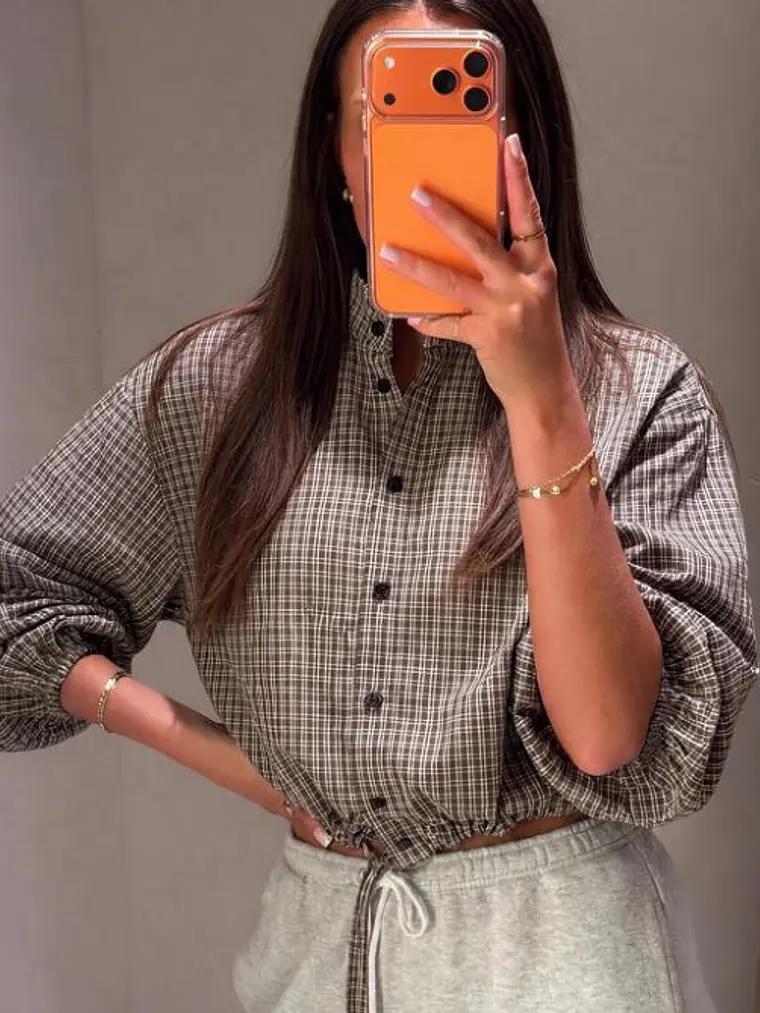 CHAQUETA TELA SUAVE A CUADROS 1