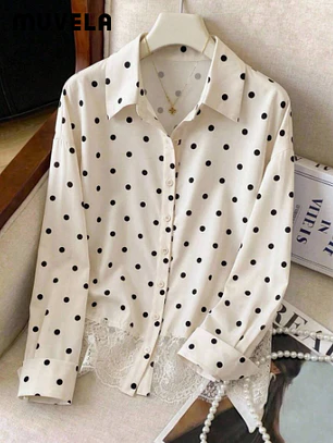 CAMISA DE LUNARES CON BLONDA