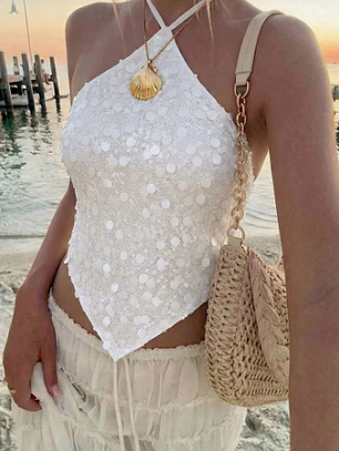 TOP SEXI DE LENTEJUELA BLANCO