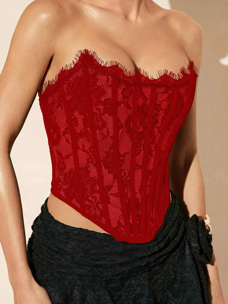 TOP DE ENCAJE ROJO TIPO CORSET 1